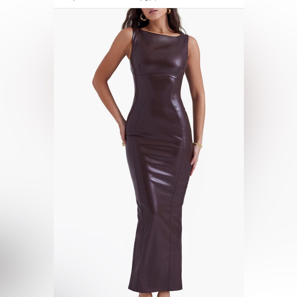 House of CB Red Sleeveless Bateau Maxi Dress